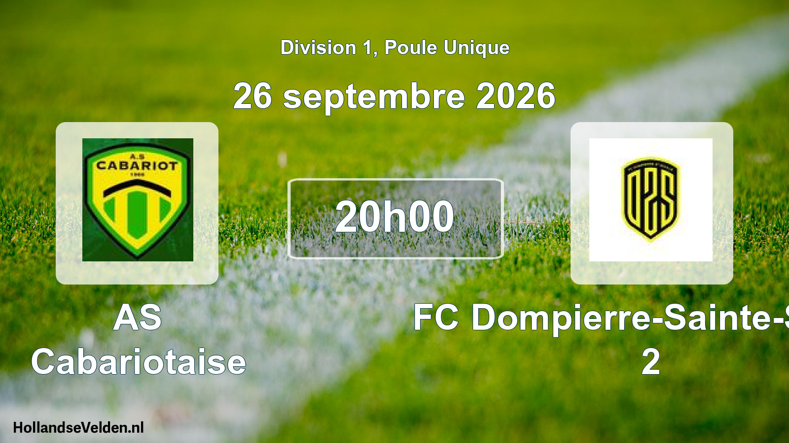 Geplande wedstrijd: AS Cabariotaise - FC Dompierre-Sainte-Soulle 2 (26 september 2026)