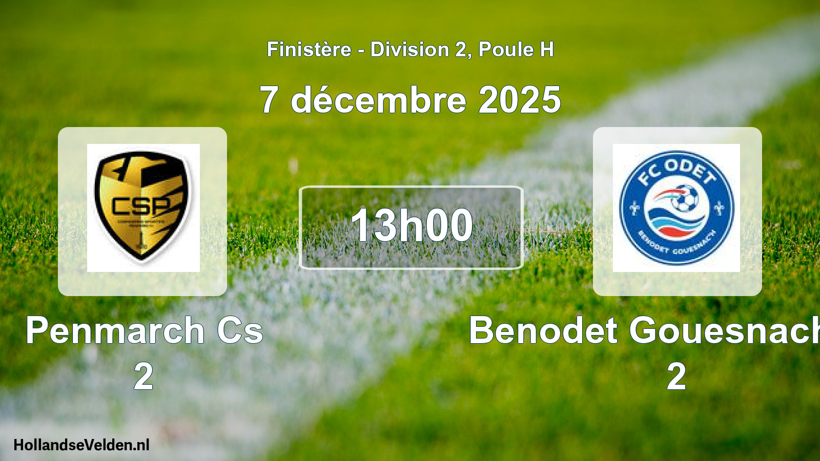 Geplande wedstrijd: Penmarch Cs 2 - Benodet Gouesnach Fc 2 (7 décembre 2025)