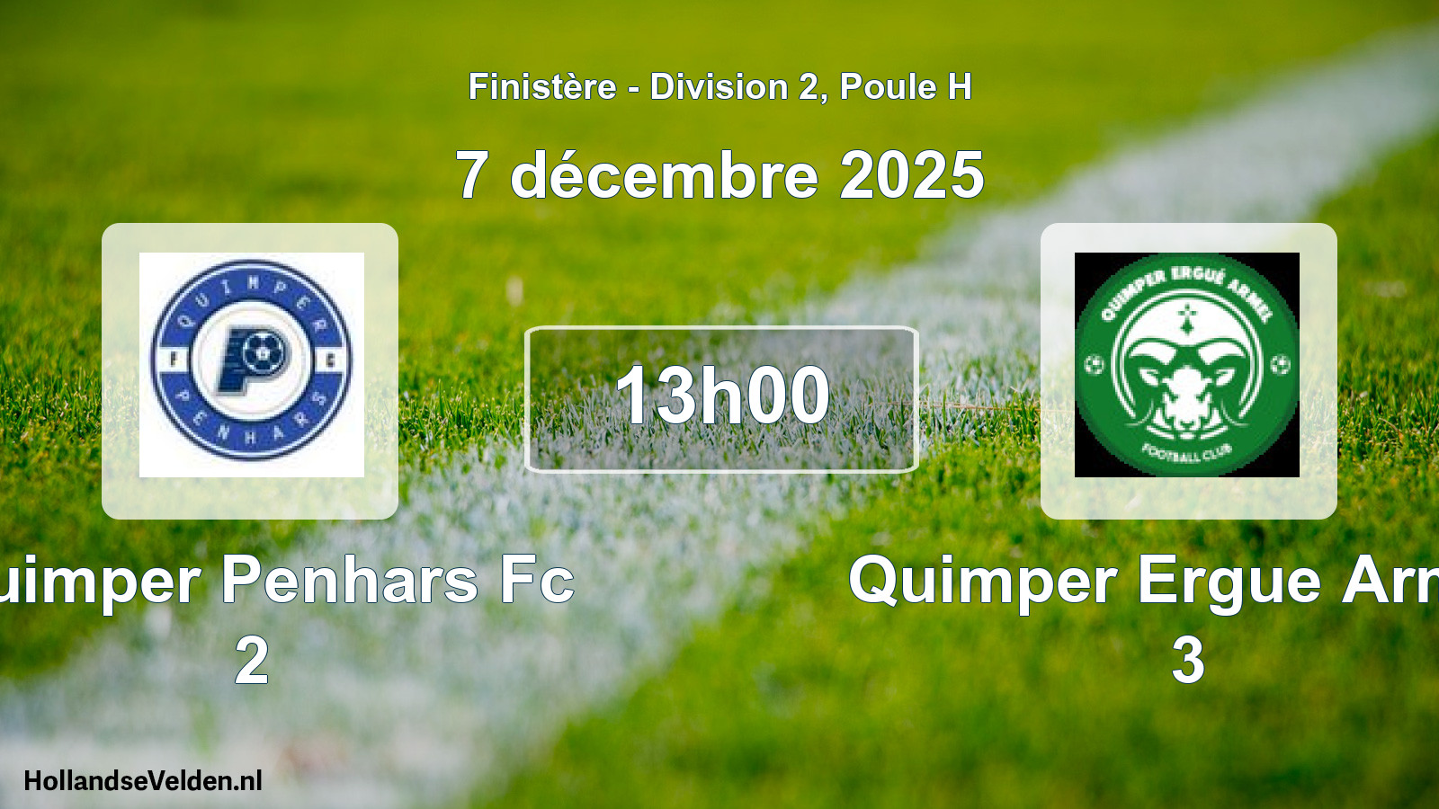 Geplande wedstrijd: Quimper Penhars Fc 2 - Quimper Ergue Armel 3 (7 décembre 2025)