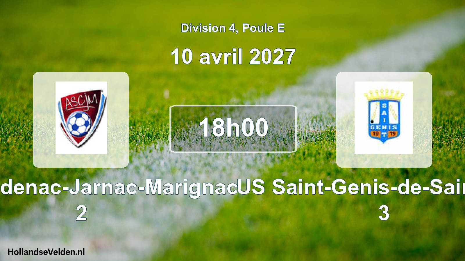 Scheduled Match: AS Chadenac-Jarnac-Marignac 2 - US Saint-Genis-de-Saintonge 3 (10 April 2027)