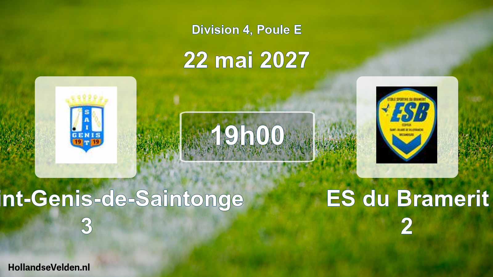 Scheduled Match: US Saint-Genis-de-Saintonge 3 - ES du Bramerit 2 (22 May 2027)