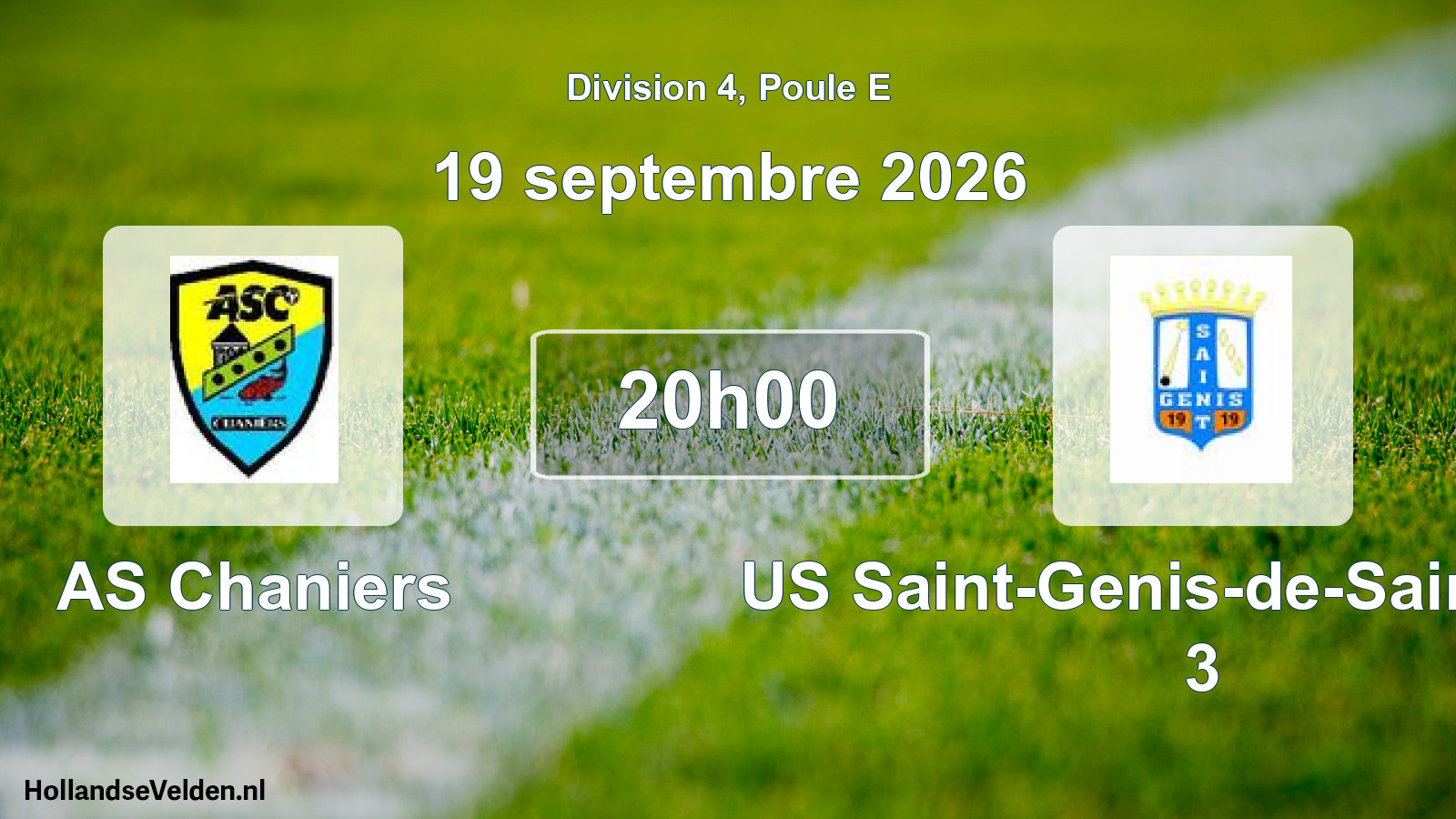 Scheduled Match: AS Chaniers - US Saint-Genis-de-Saintonge 3 (19 September 2026)