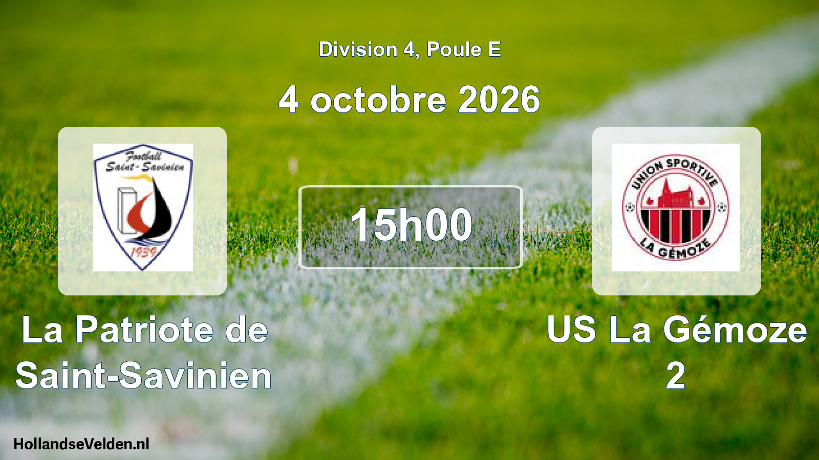 Scheduled Match: La Patriote de Saint-Savinien - US La Gémoze 2 (4 October 2026)