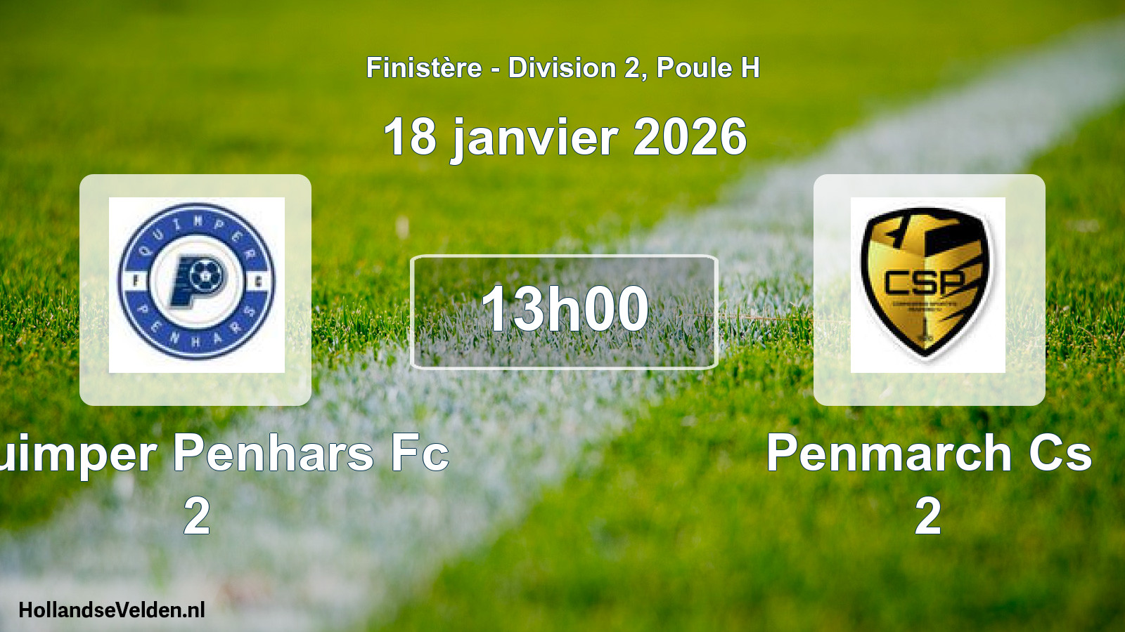 Geplande wedstrijd: Quimper Penhars Fc 2 - Penmarch Cs 2 (18 januari 2026)
