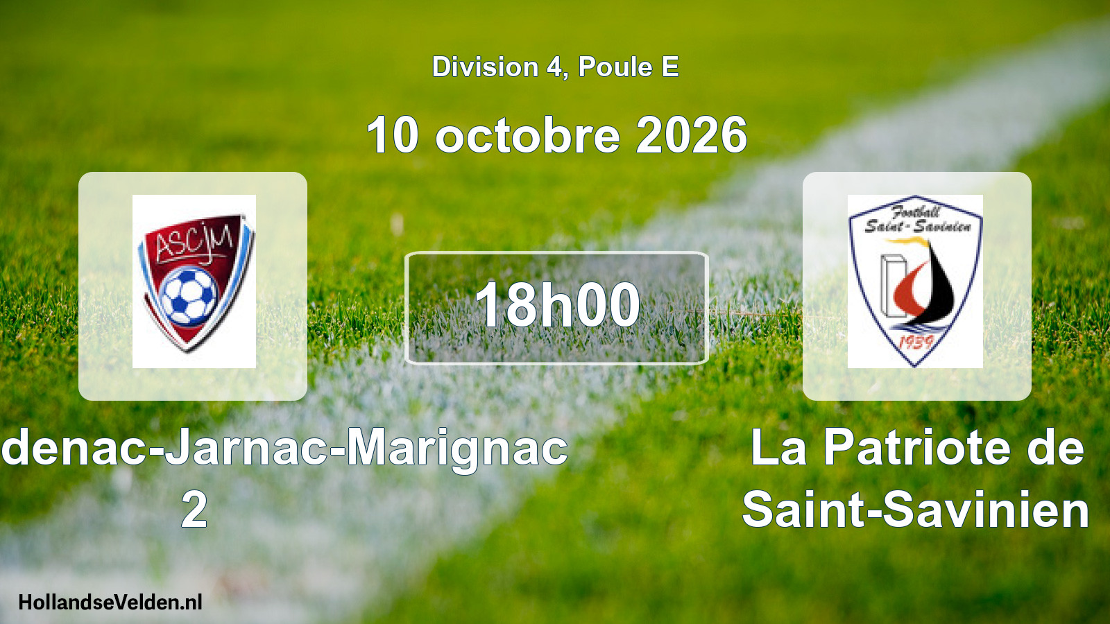 Geplande wedstrijd: AS Chadenac-Jarnac-Marignac 2 - La Patriote de Saint-Savinien (10 oktober 2026)