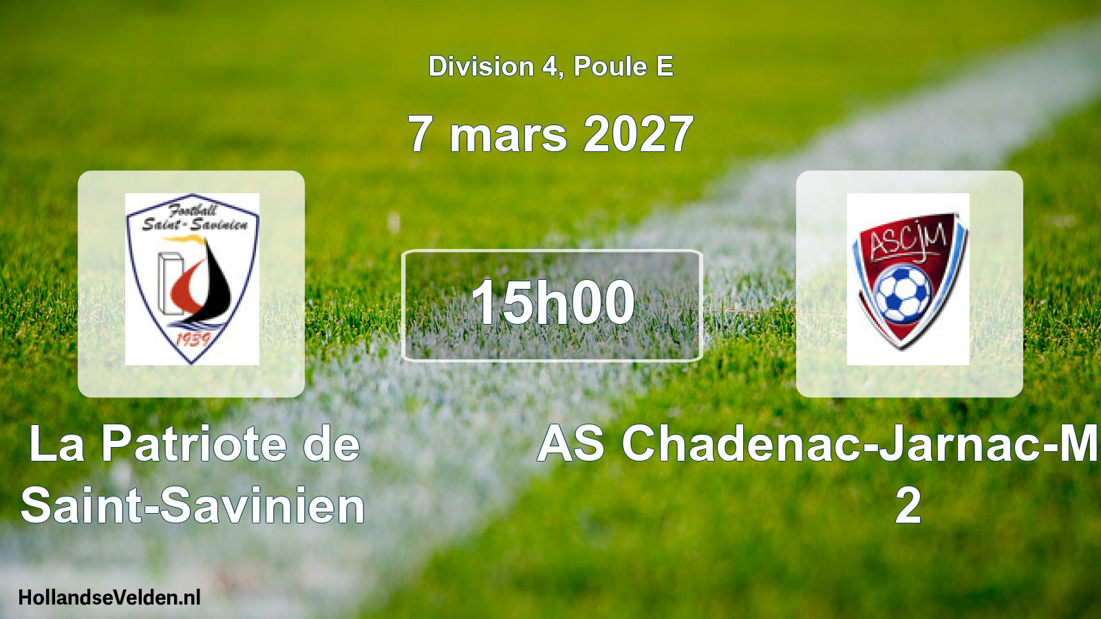 Scheduled Match: La Patriote de Saint-Savinien - AS Chadenac-Jarnac-Marignac 2 (7 March 2027)