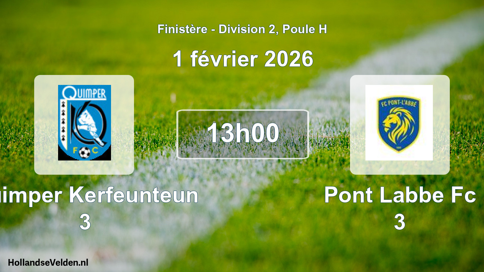 Scheduled Match: Quimper Kerfeunteun 3 - Pont Labbe Fc 3 (1 February 2026)