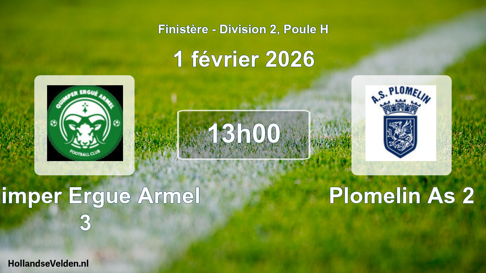 Geplande wedstrijd: Quimper Ergue Armel 3 - Plomelin As 2 (1 février 2026)