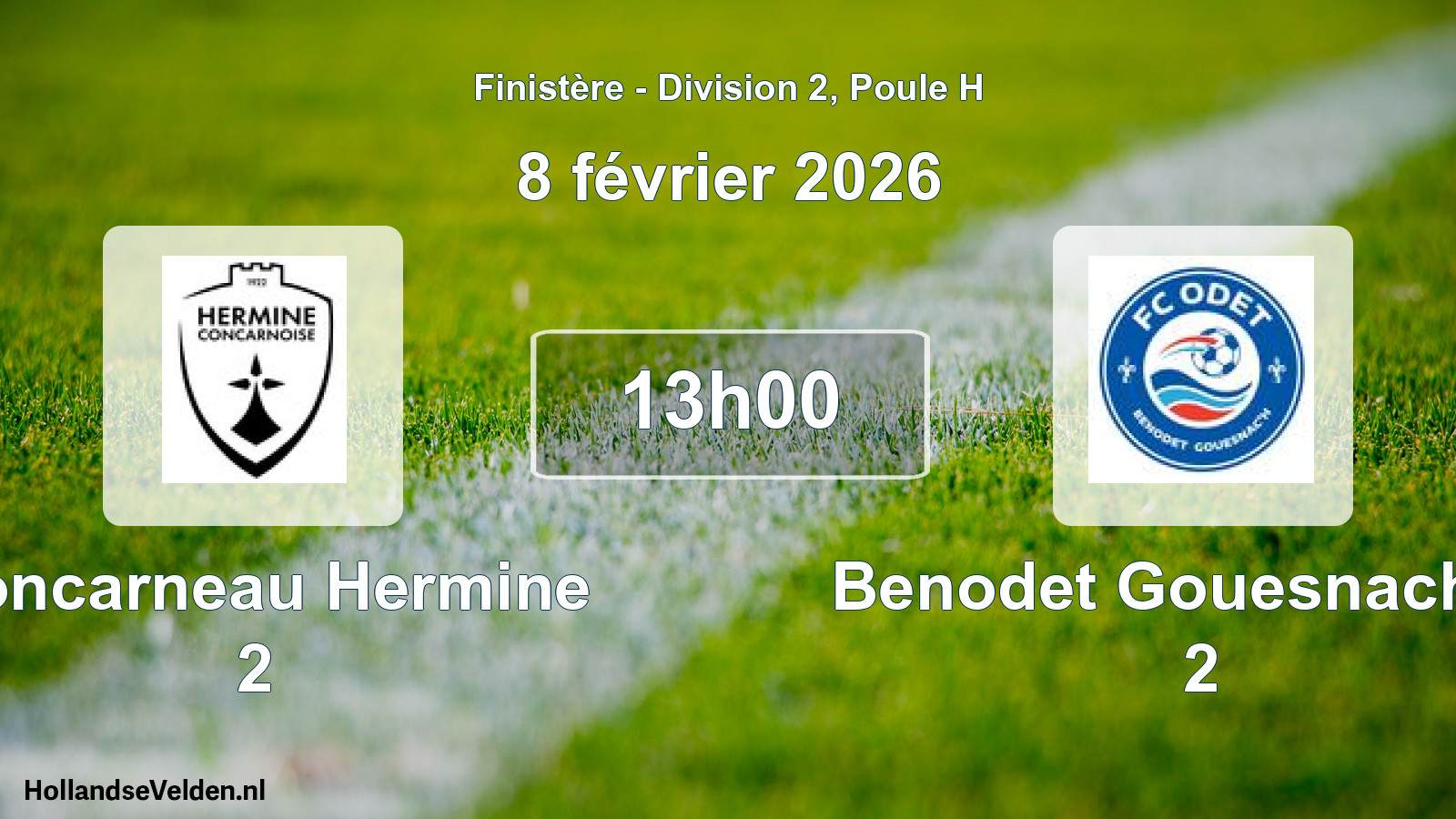 Geplande wedstrijd: Concarneau Hermine 2 - Benodet Gouesnach Fc 2 (8 février 2026)