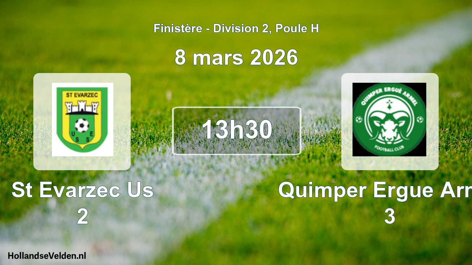 Geplande wedstrijd: St Evarzec Us 2 - Quimper Ergue Armel 3 (8 mars 2026)