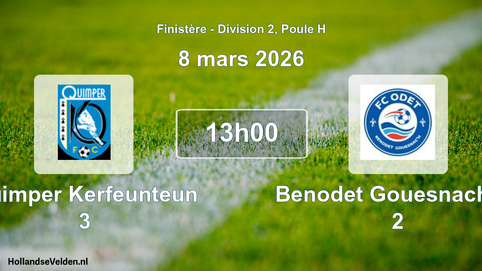 Geplande wedstrijd: Quimper Kerfeunteun 3 - Benodet Gouesnach Fc 2 (8 mars 2026)