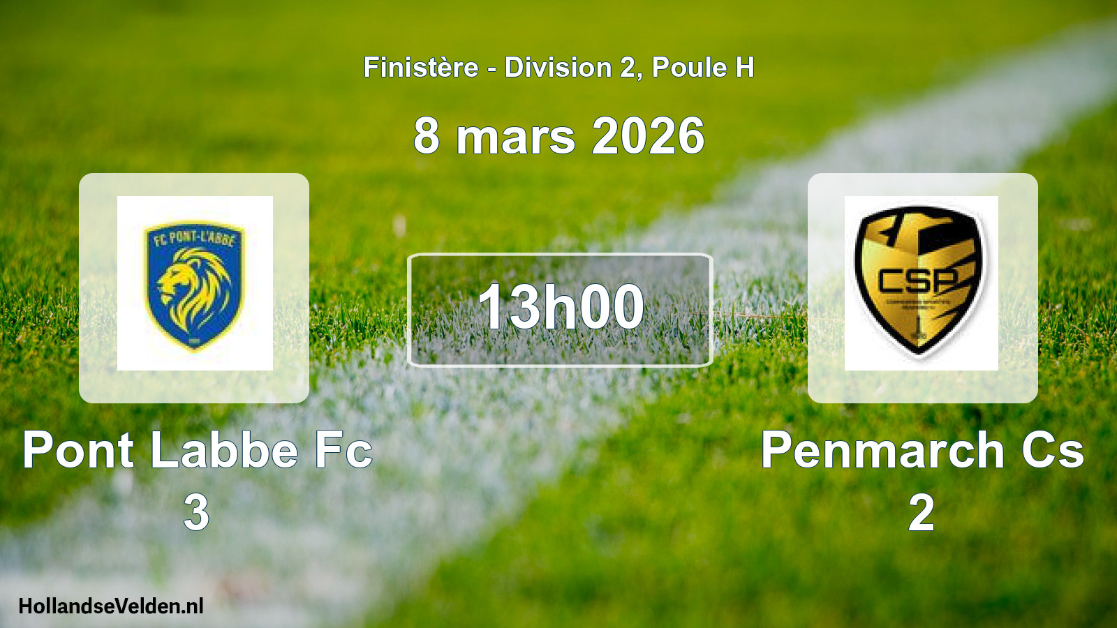 Geplande wedstrijd: Pont Labbe Fc 3 - Penmarch Cs 2 (8 mars 2026)