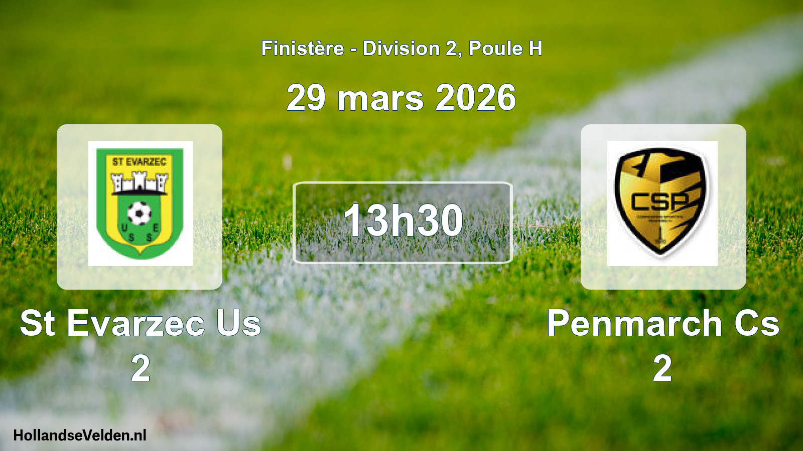 Geplande wedstrijd: St Evarzec Us 2 - Penmarch Cs 2 (29 mars 2026)