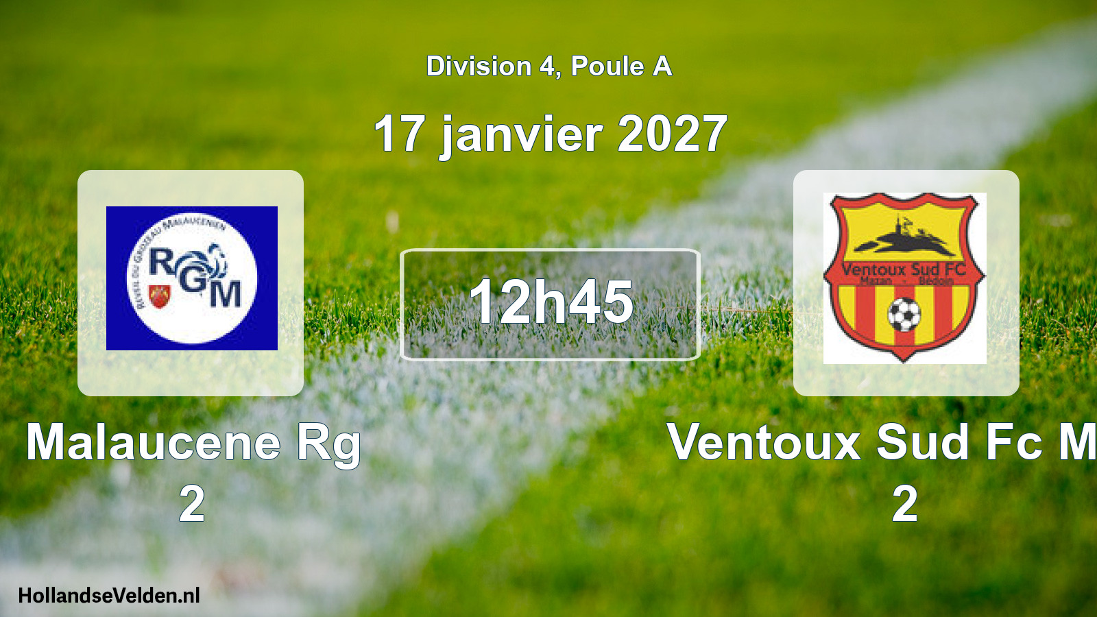 Match programmé: Malaucene Rg 2 - Ventoux Sud Fc M/b 2 (17 janvier 2027)