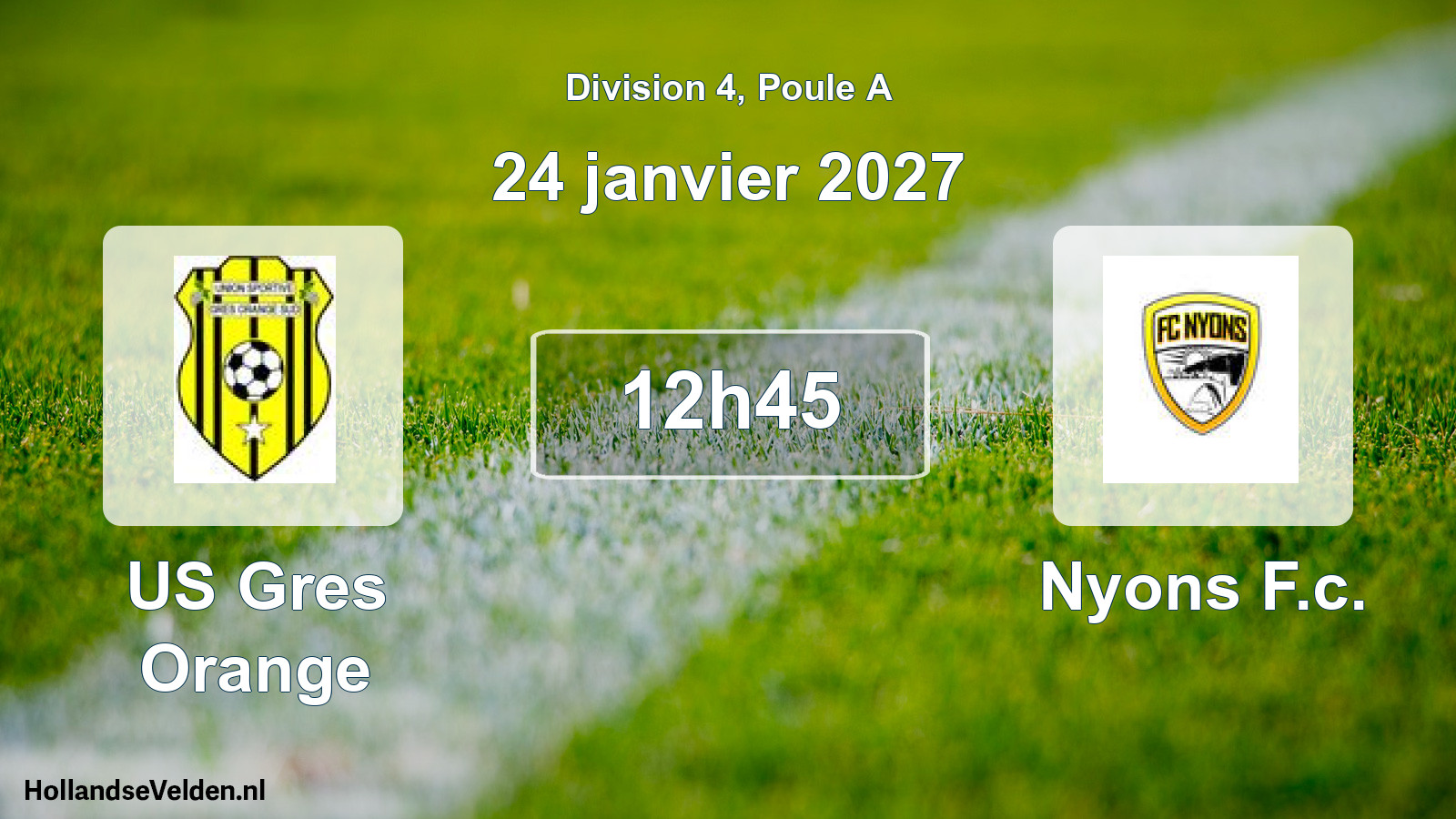 Match programmé: US Gres Orange 2 - Nyons F.c. 2 (24 janvier 2027)