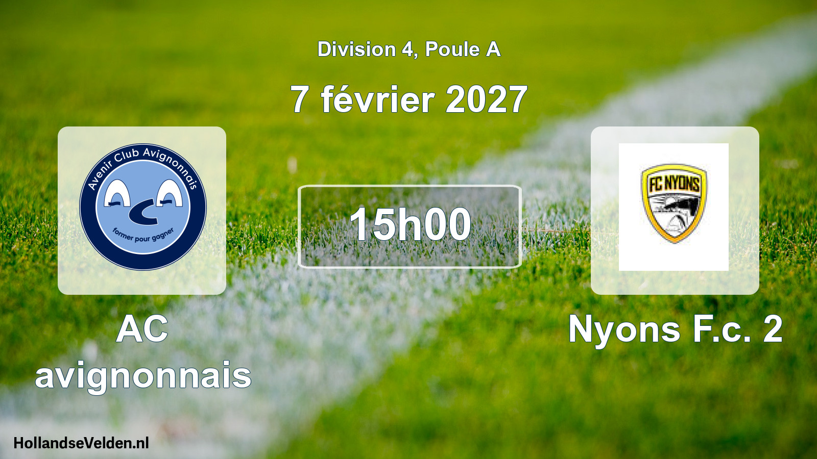 Match programmé: AC avignonnais - Nyons F.c. 2 (7 février 2027)