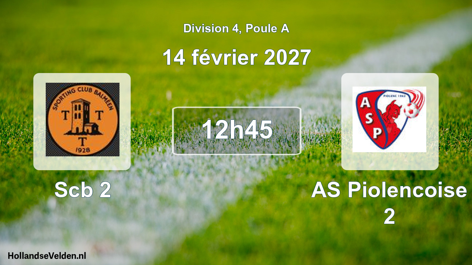 Match programmé: Scb 2 - AS Piolencoise 2 (14 février 2027)