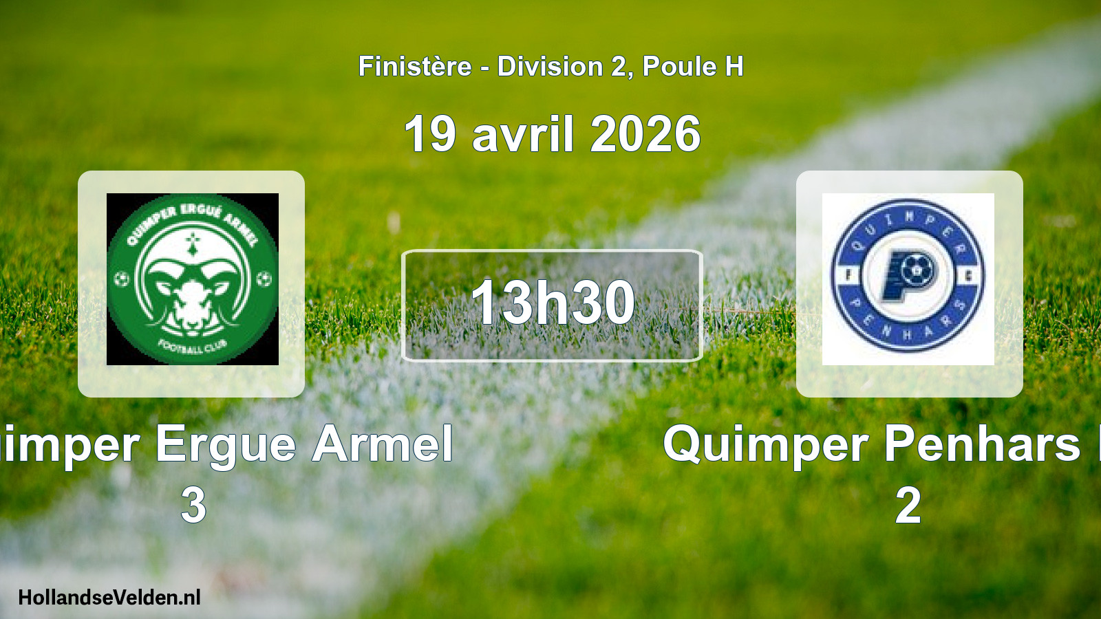 Geplande wedstrijd: Quimper Ergue Armel 3 - Quimper Penhars Fc 2 (19 avril 2026)