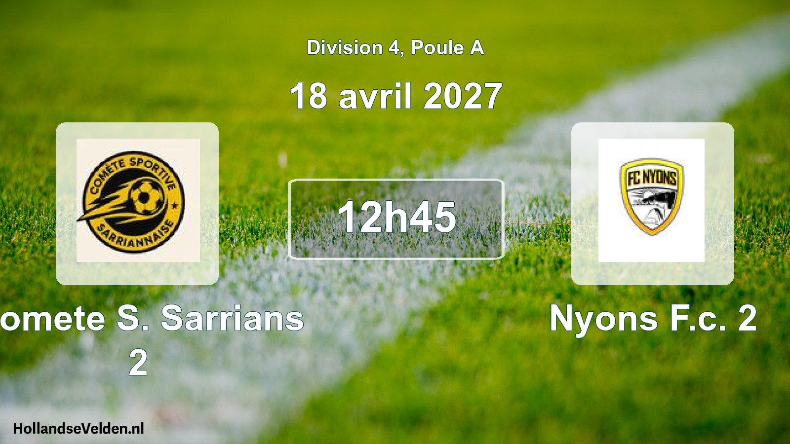 Match programmé: Comete S. Sarrians 2 - Nyons F.c. 2 (18 avril 2027)