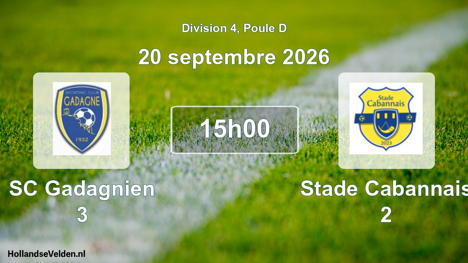 Match programmé: SC Gadagnien 3 - Stade Cabannais 2 (20 septembre 2026)
