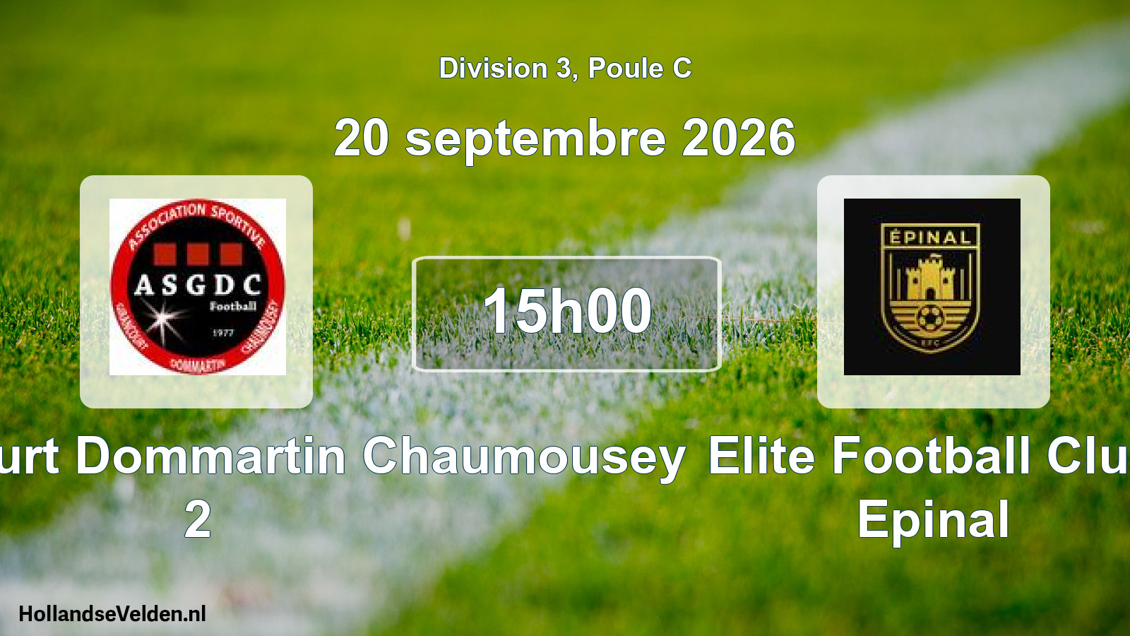 Match programmé: AS Girancourt Dommartin Chaumousey 2 - Elite Football Club Epinal (20 septembre 2026)