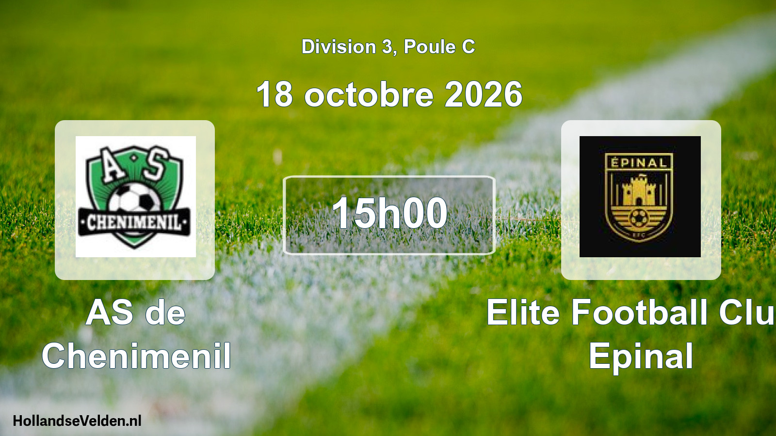 Match programmé: AS de Chenimenil - Elite Football Club Epinal (18 octobre 2026)