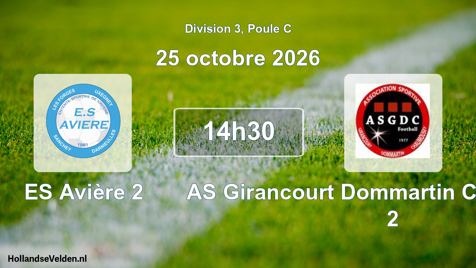 Match programmé: ES Avière 2 - AS Girancourt Dommartin Chaumousey 2 (25 octobre 2026)