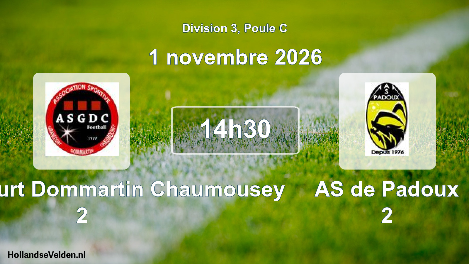 Match programmé: AS Girancourt Dommartin Chaumousey 2 - AS de Padoux 2 (1 novembre 2026)