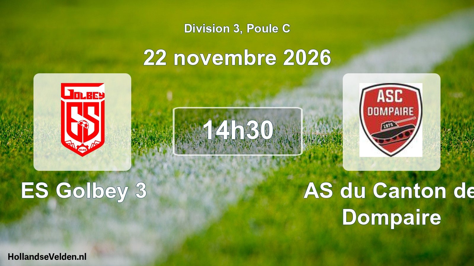 Match programmé: ES Golbey 3 - AS du Canton de Dompaire (22 novembre 2026)