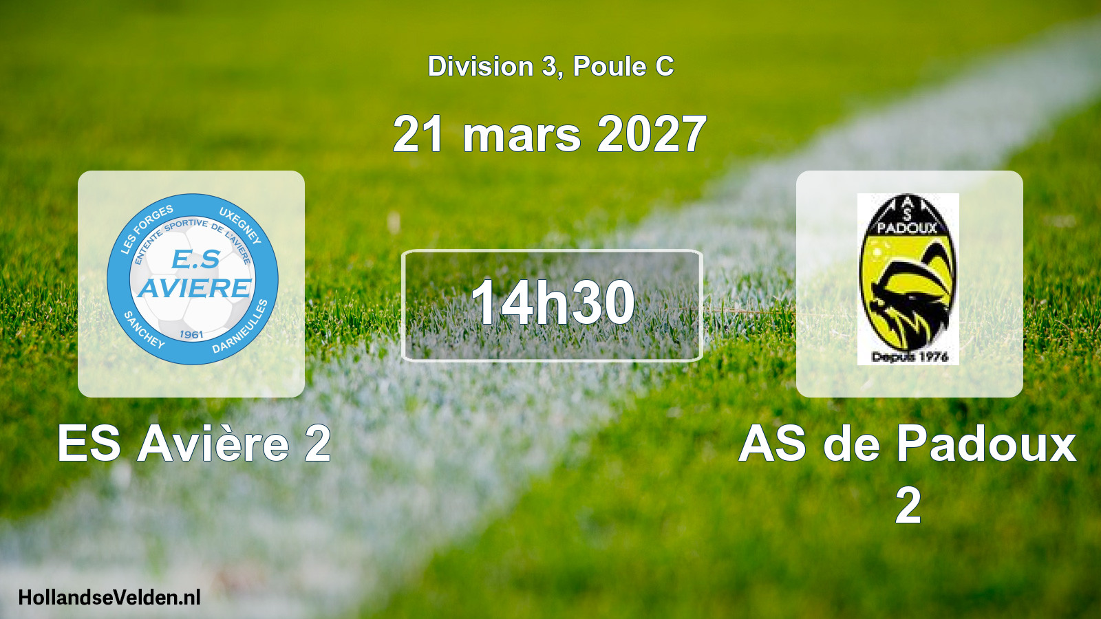 Match programmé: ES Avière 2 - AS de Padoux 2 (21 mars 2027)