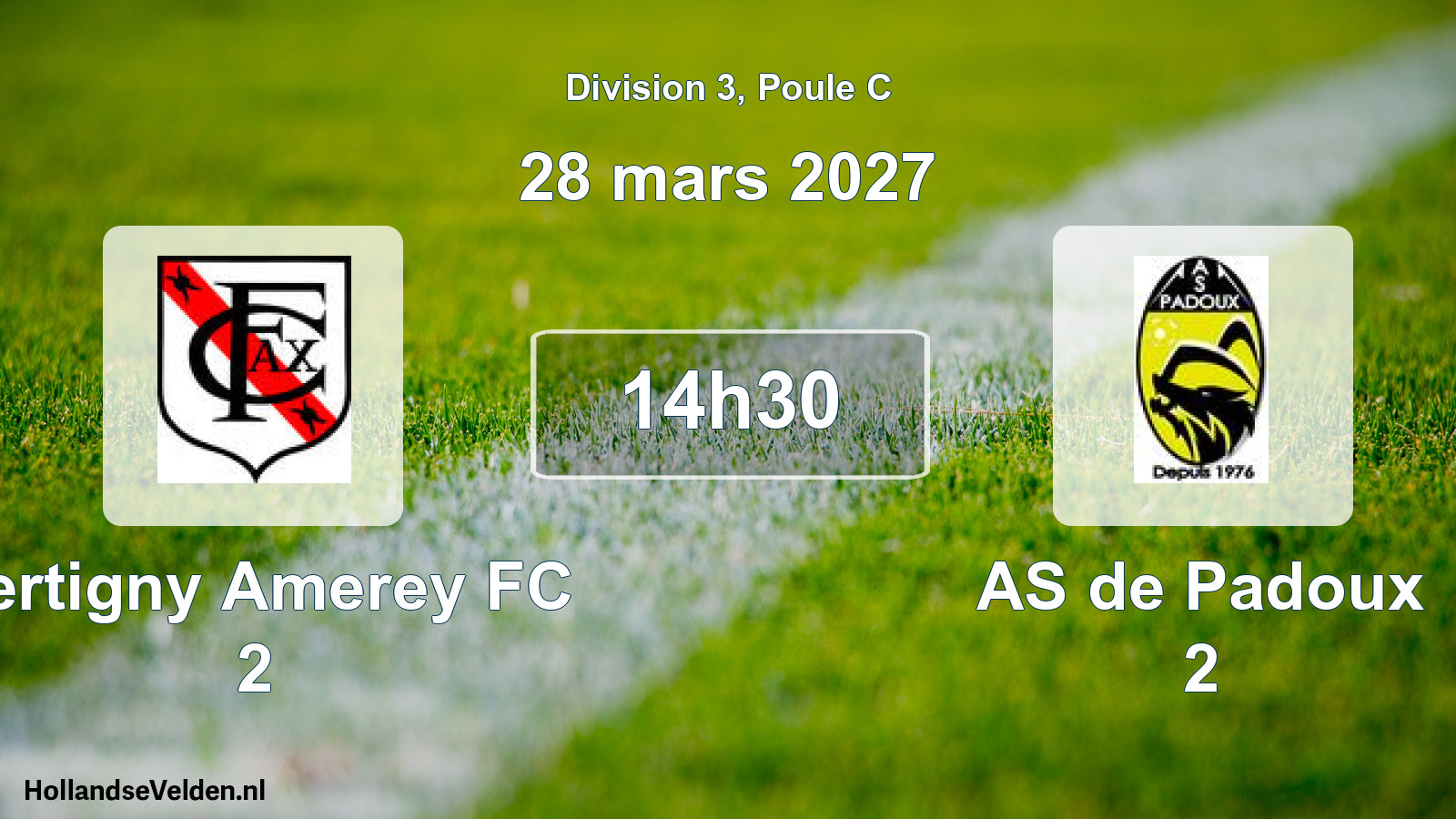Match programmé: Xertigny Amerey FC 2 - AS de Padoux 2 (28 mars 2027)