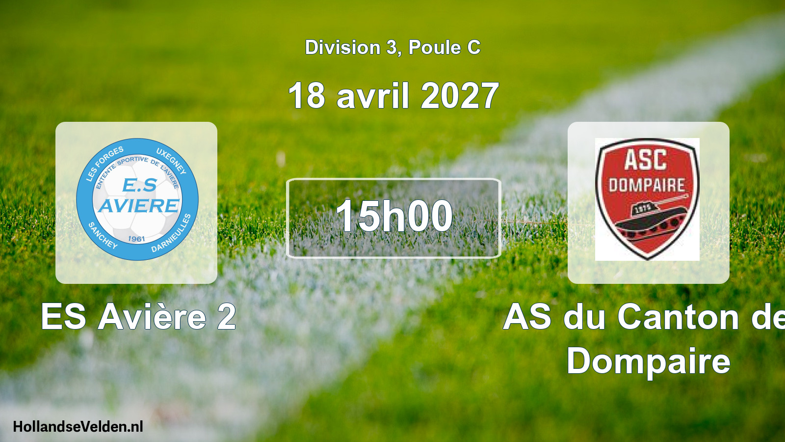 Match programmé: ES Avière 2 - AS du Canton de Dompaire (18 avril 2027)