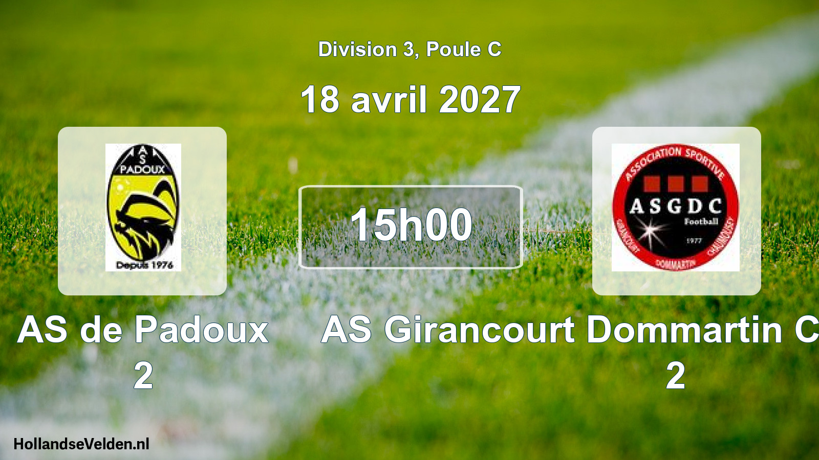 Match programmé: AS de Padoux 2 - AS Girancourt Dommartin Chaumousey 2 (18 avril 2027)