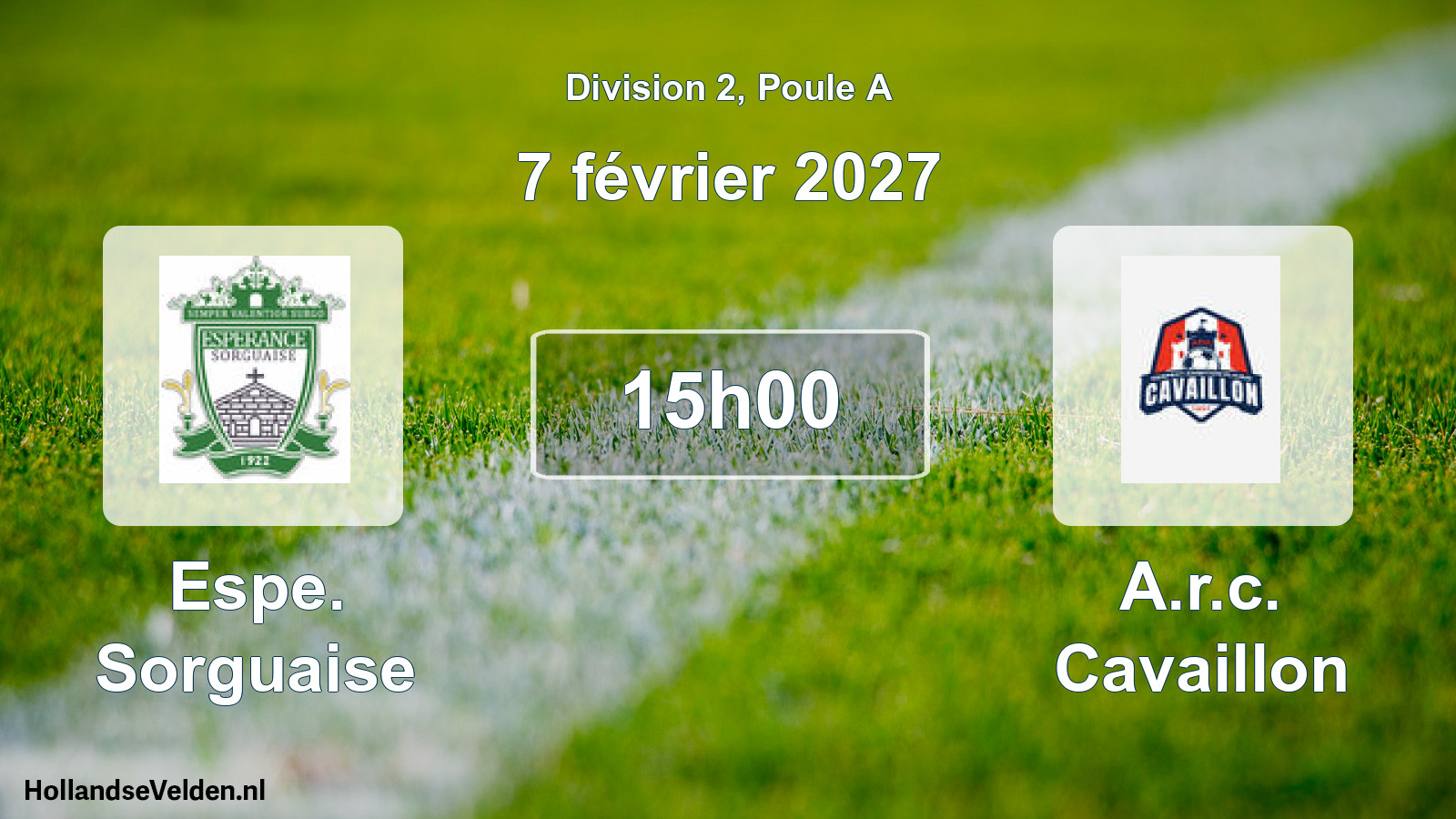 Match programmé: Espe. Sorguaise - A.r.c. Cavaillon (7 février 2027)