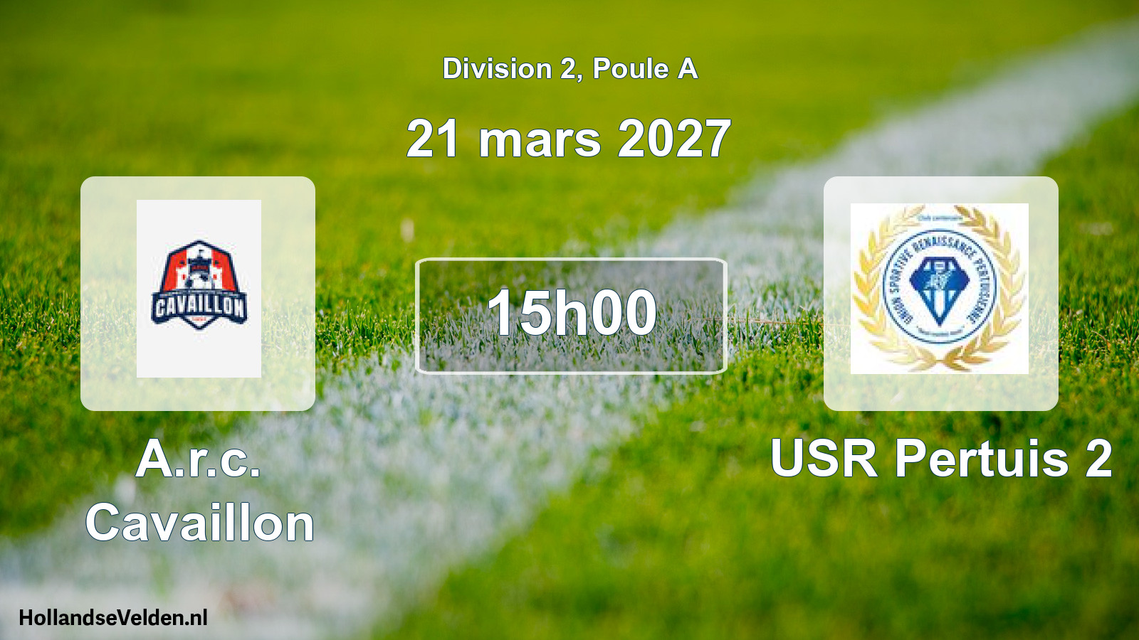 Geplande wedstrijd: A.r.c. Cavaillon - USR Pertuis 2 (21 maart 2027)