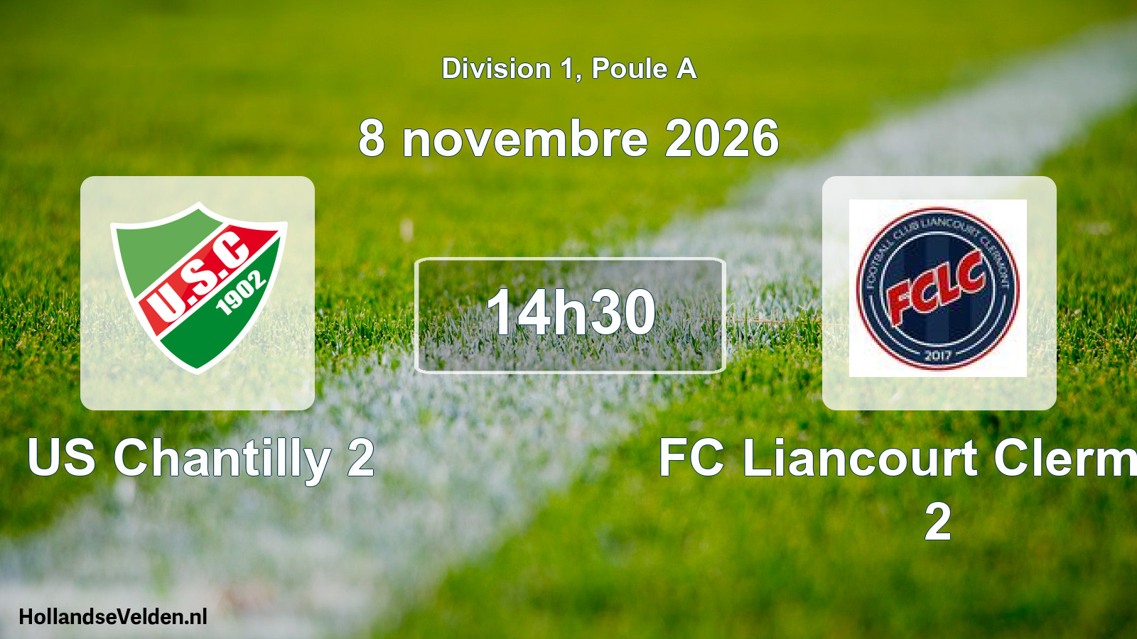 Match programmé: US Chantilly 2 - FC Liancourt Clermont 2 (8 novembre 2026)