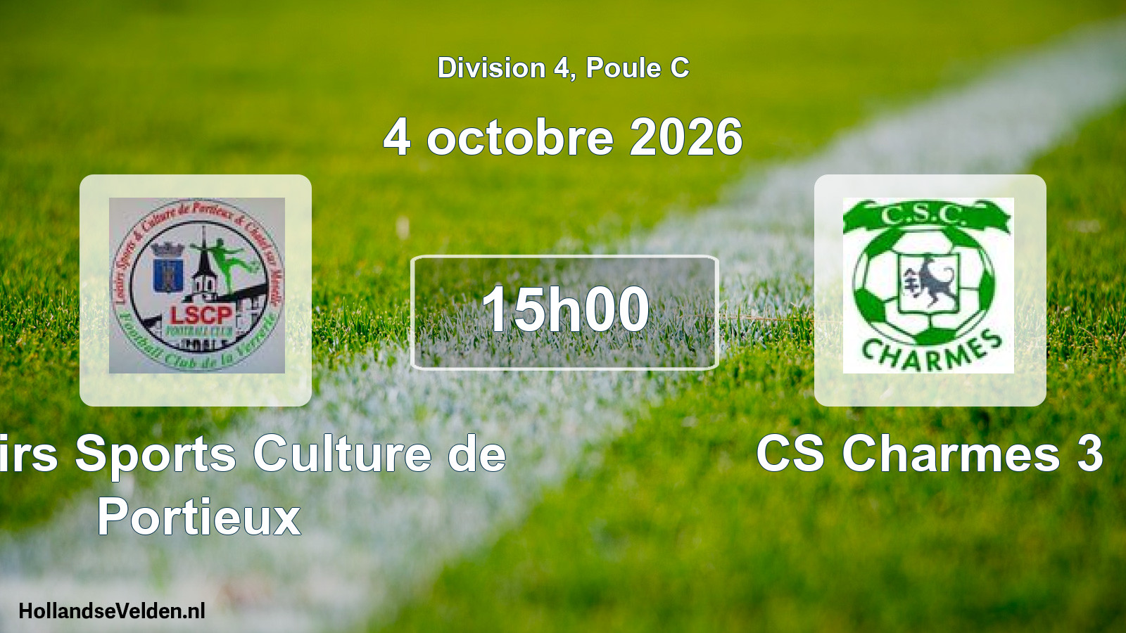 Match programmé: Loisirs Sports Culture de Portieux - CS Charmes 3 (4 octobre 2026)