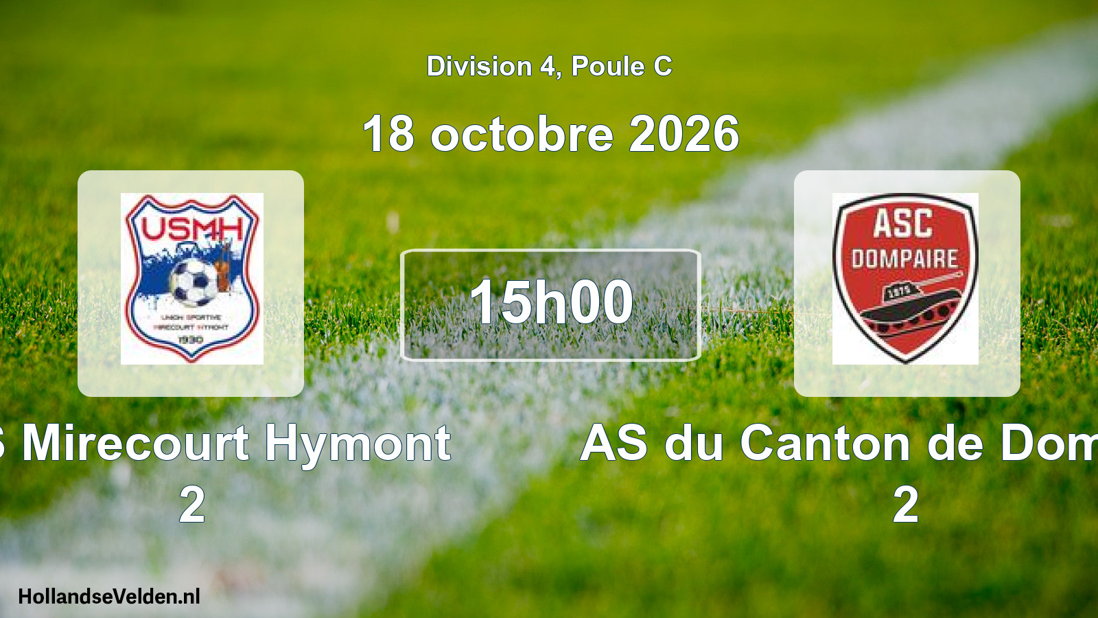 Match programmé: US Mirecourt Hymont 2 - AS du Canton de Dompaire 2 (18 octobre 2026)