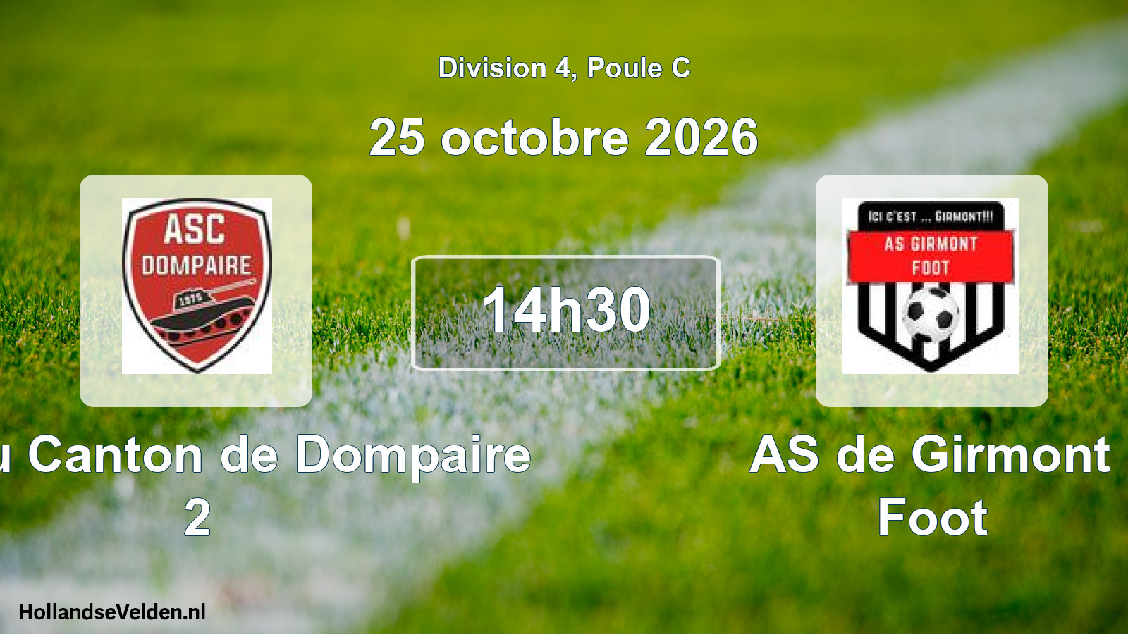 Geplande wedstrijd: AS du Canton de Dompaire 2 - AS de Girmont Foot (25 oktober 2026)