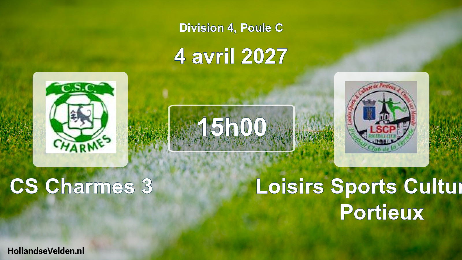 Geplande wedstrijd: CS Charmes 3 - Loisirs Sports Culture de Portieux (4 april 2027)