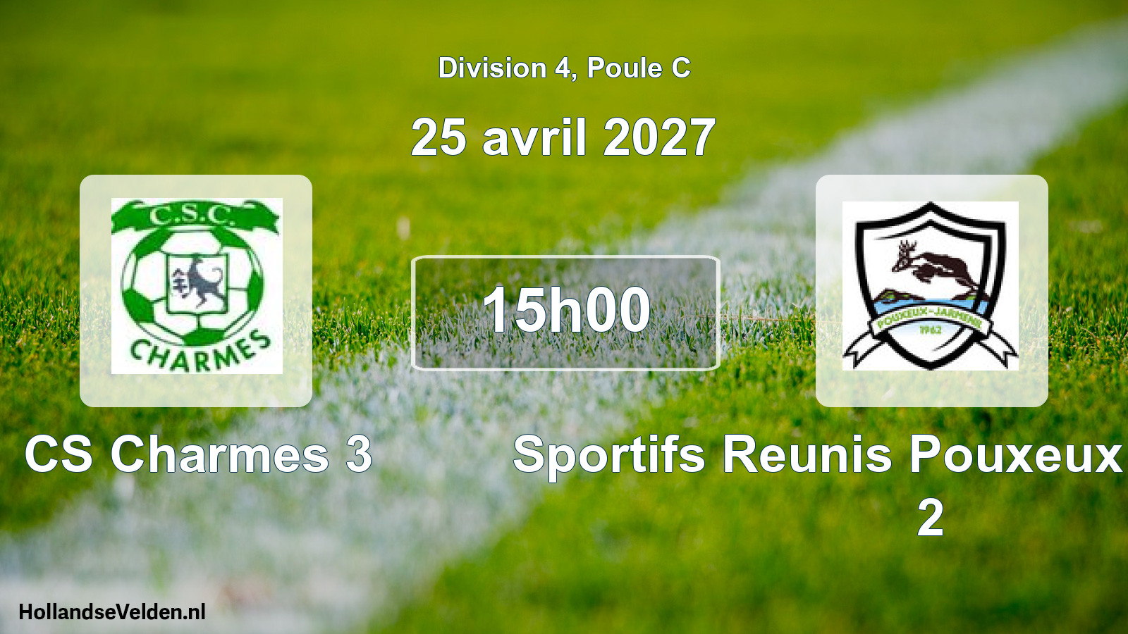 Geplande wedstrijd: CS Charmes 3 - Sportifs Reunis Pouxeux Jarmenil 2 (25 april 2027)