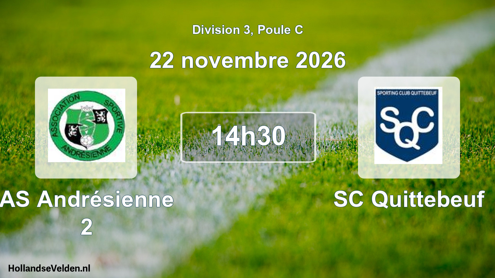 Match programmé: AS Andrésienne 2 - SC Quittebeuf (22 novembre 2026)