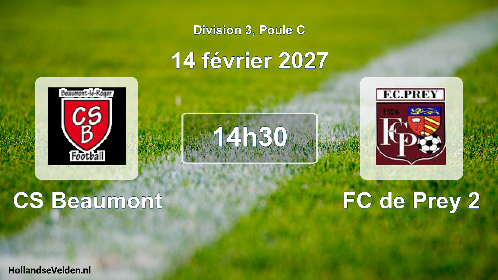 Match programmé: CS Beaumont - FC de Prey 2 (14 février 2027)