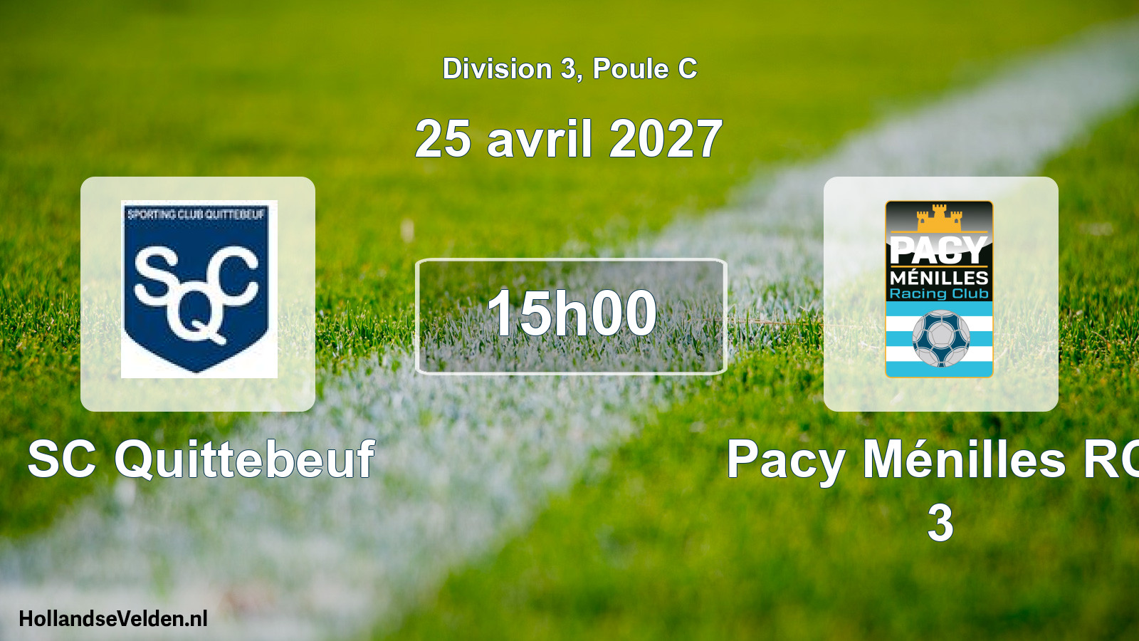 Match programmé: SC Quittebeuf - Pacy Ménilles RC 3 (25 avril 2027)
