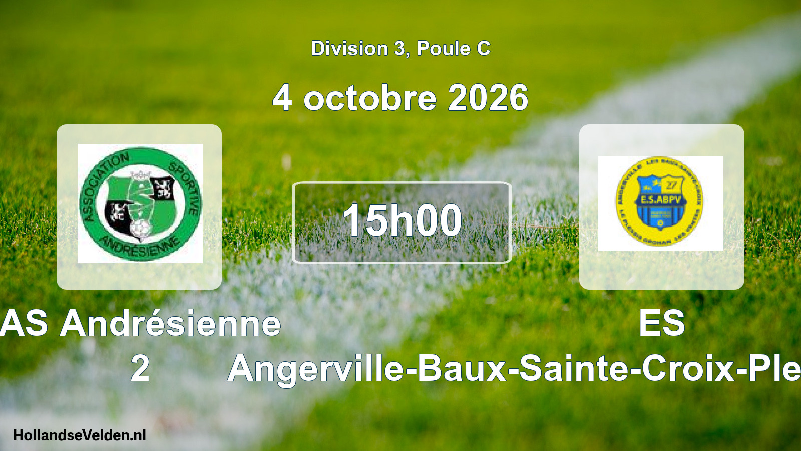 Match programmé: AS Andrésienne 2 - ES Angerville-Baux-Sainte-Croix-Plessis-Grohan-Ven (4 octobre 2026)
