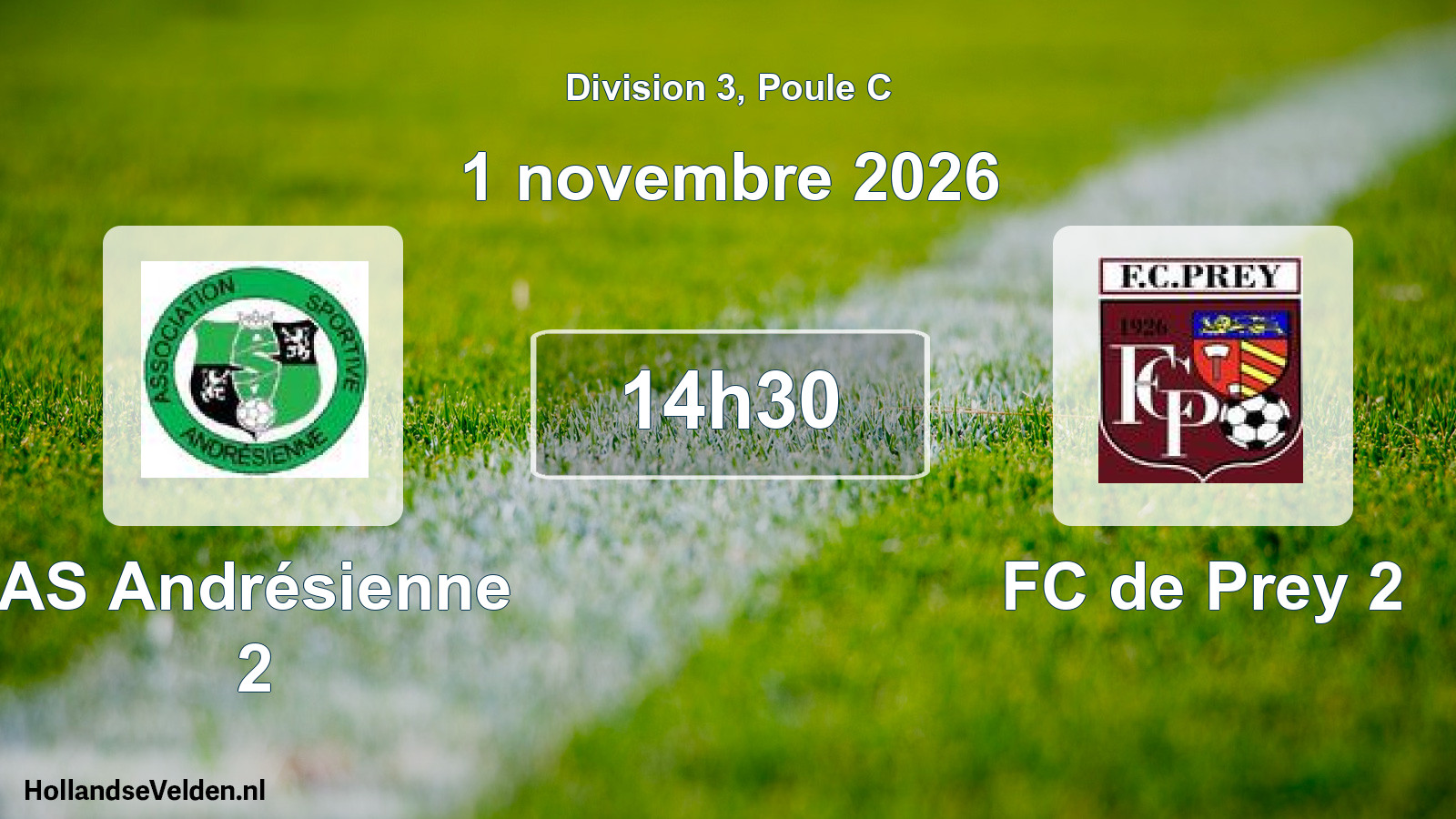 Match programmé: AS Andrésienne 2 - FC de Prey 2 (1 novembre 2026)