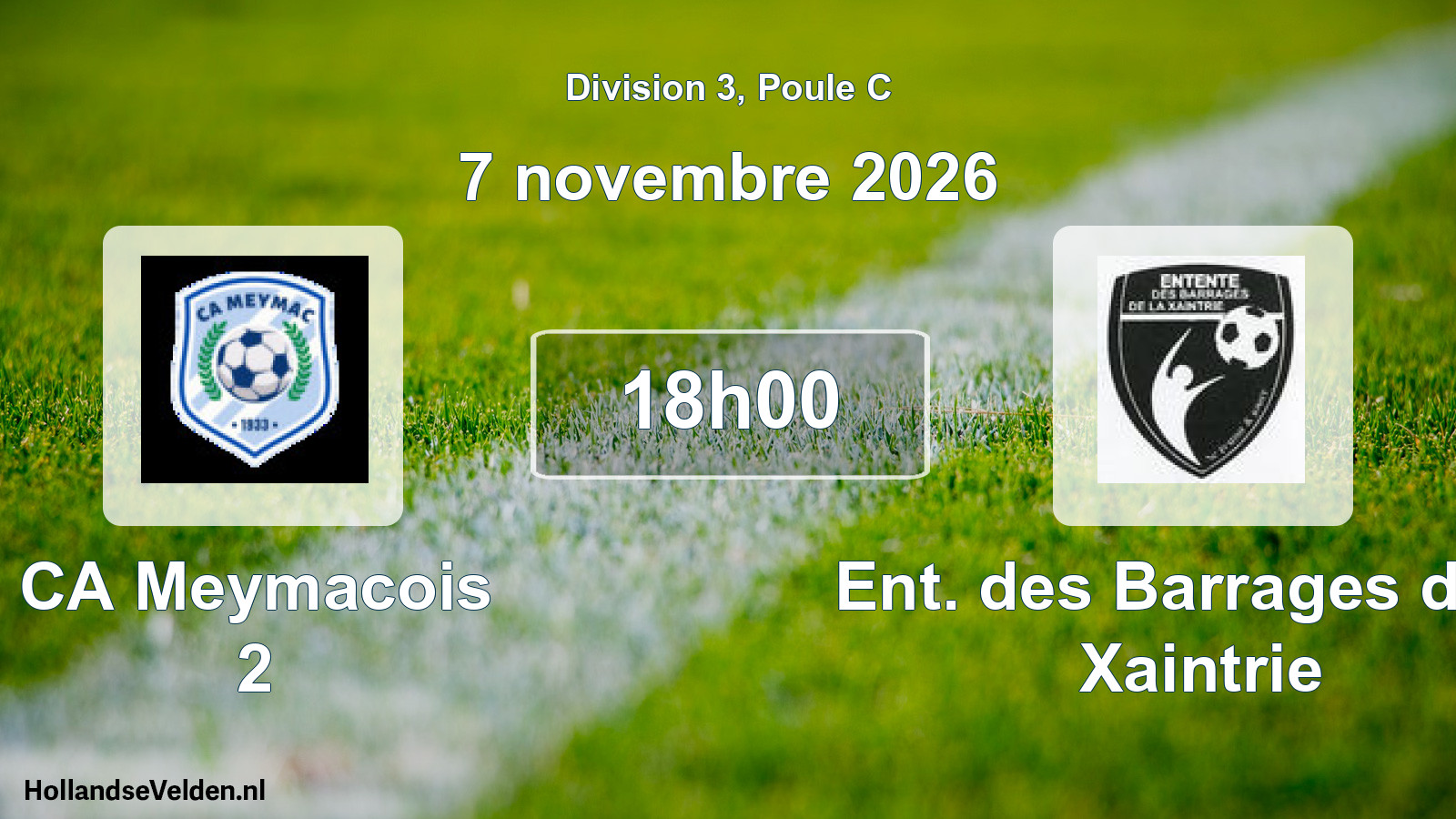 Match programmé: CA Meymacois 2 - Ent. des Barrages de la Xaintrie (7 novembre 2026)