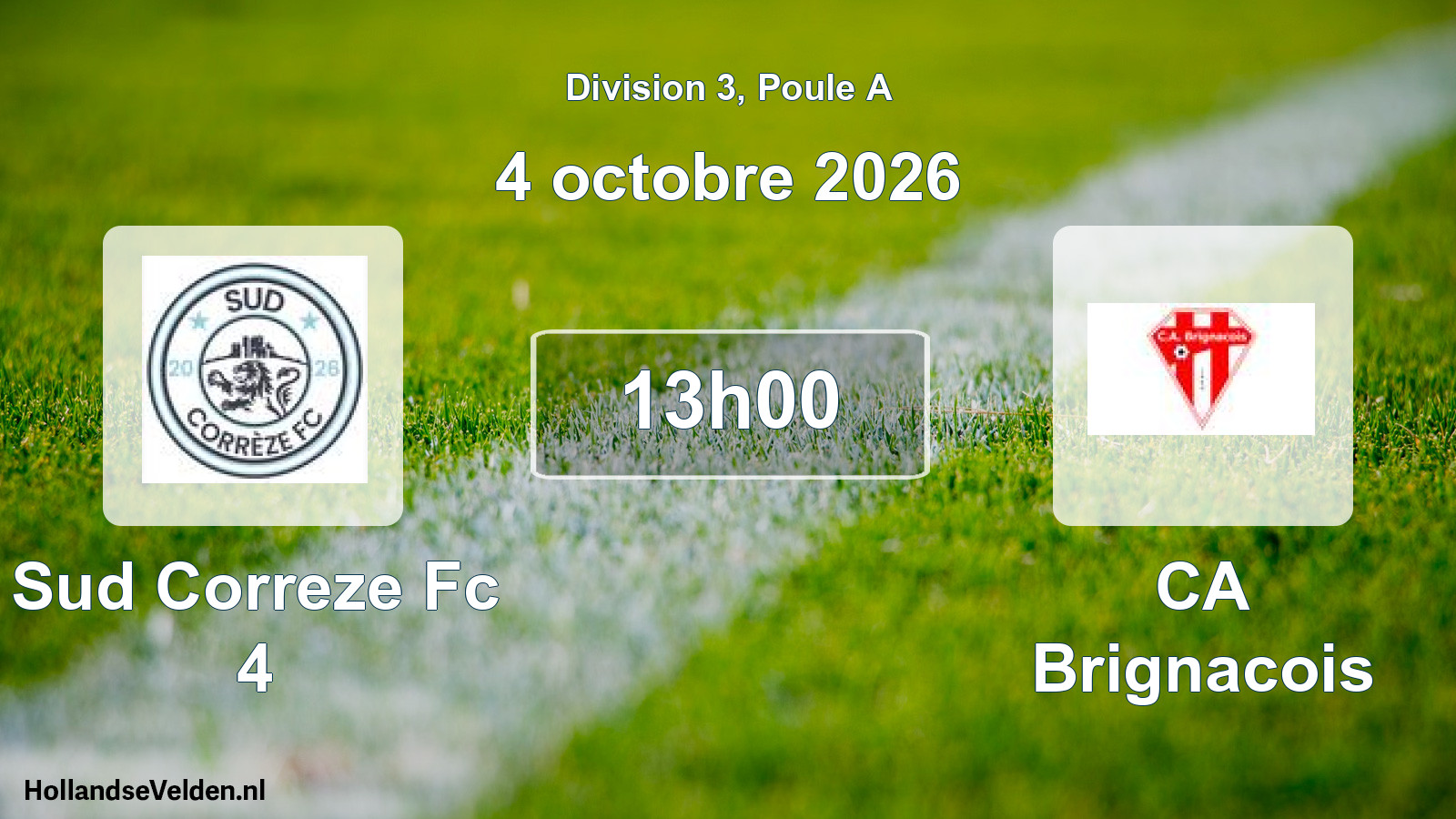 Scheduled Match: Sud Correze Fc 4 - CA Brignacois (4 October 2026)