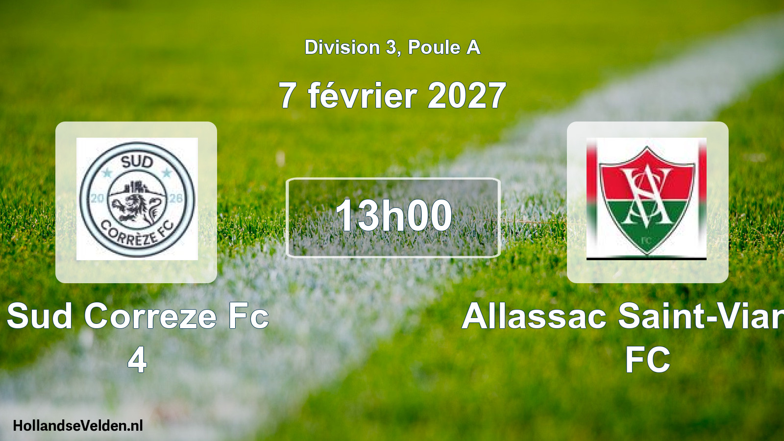 Scheduled Match: Sud Correze Fc 4 - Allassac Saint-Viance FC (7 February 2027)