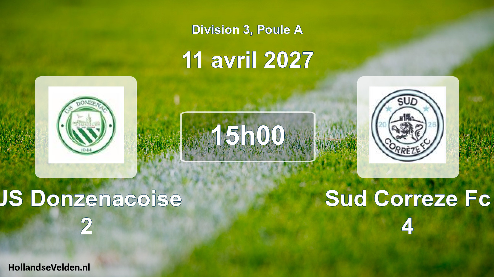 Match programmé: US Donzenacoise 2 - Sud Correze Fc 4 (11 avril 2027)